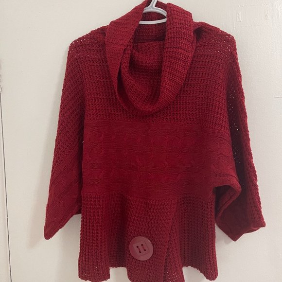 NWT MAJORA Cowl Turtleneck Pullover Sweater With Large Button Detail,Size Large - Picture 1 of 3